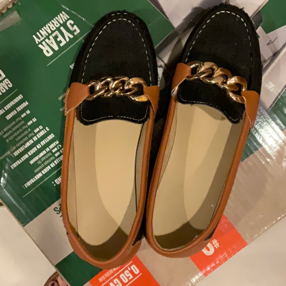 Black and tan loafers